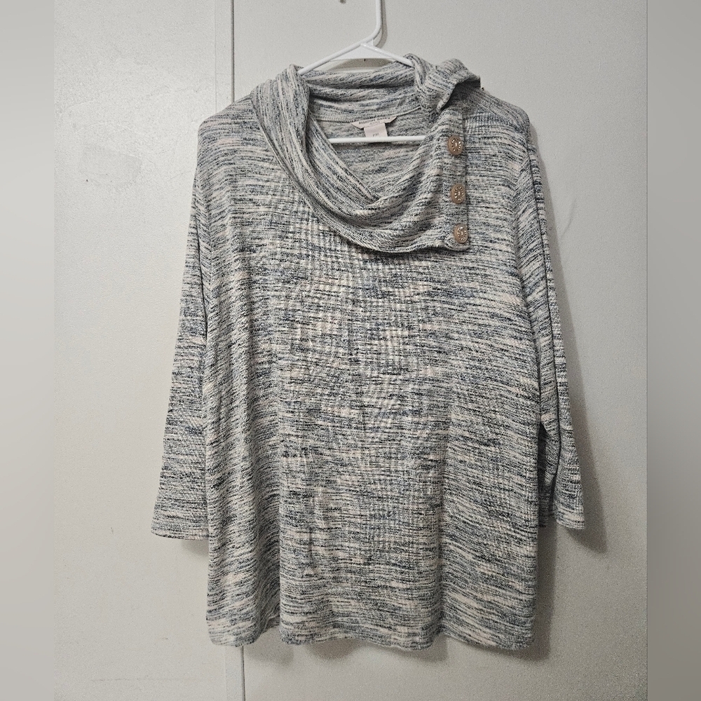 Allison Daley Gray Long Sleeve Cowl Neck Sweater!